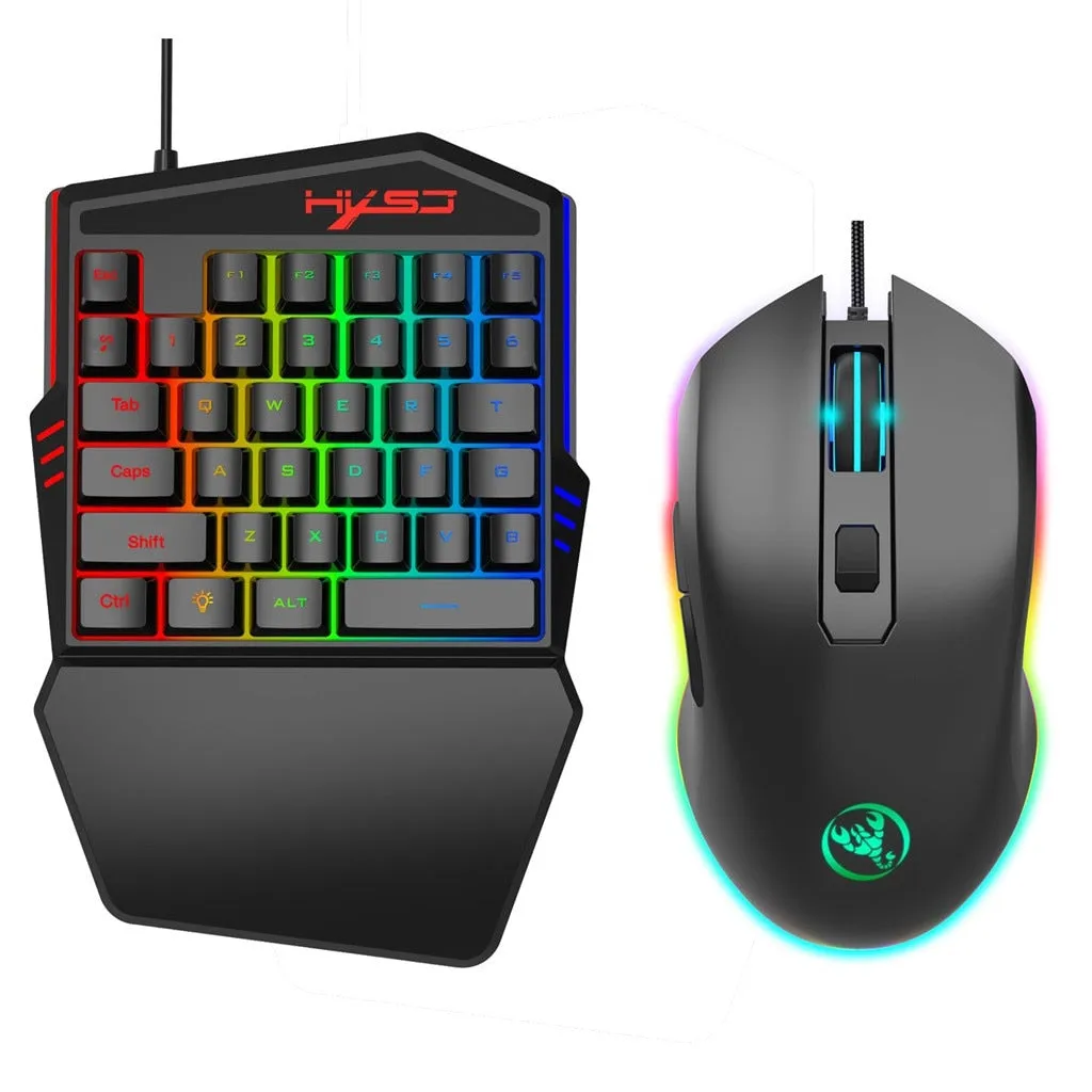 Ninja Dragons M86 Multicolor One Handed Professional Gaming Keyboard and Mouse Set