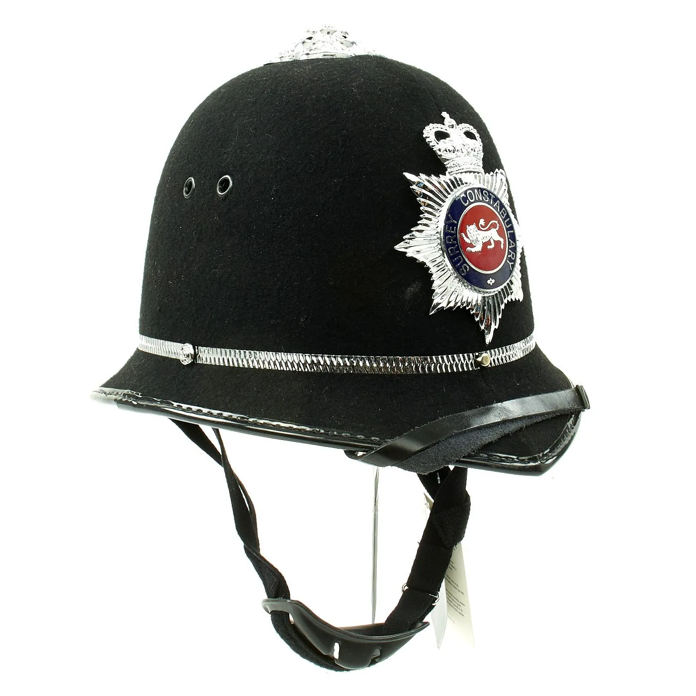 Original British Unissued Rose Top Police Bobby Helmet from the Surrey Constabulary in size 59 - c. 1990