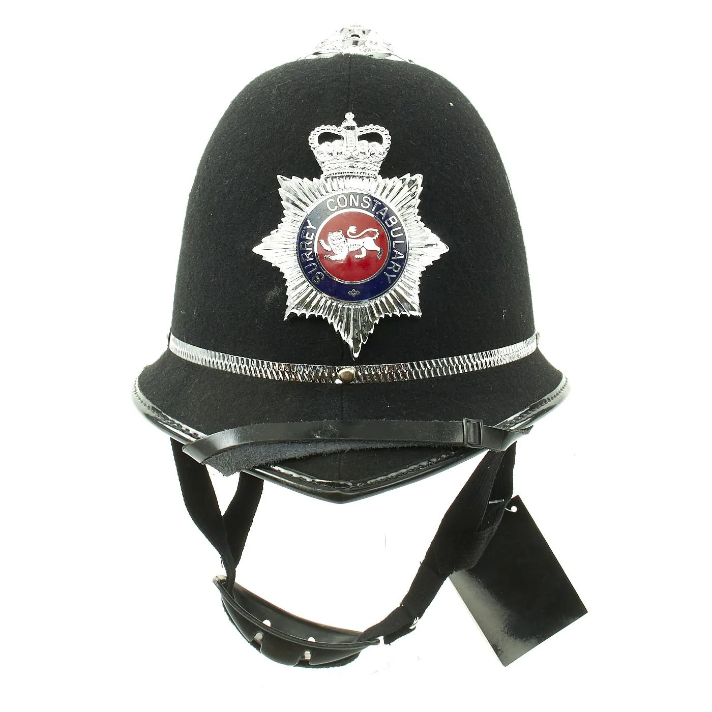 Original British Unissued Rose Top Police Bobby Helmet from the Surrey Constabulary in size 59 - c. 1990