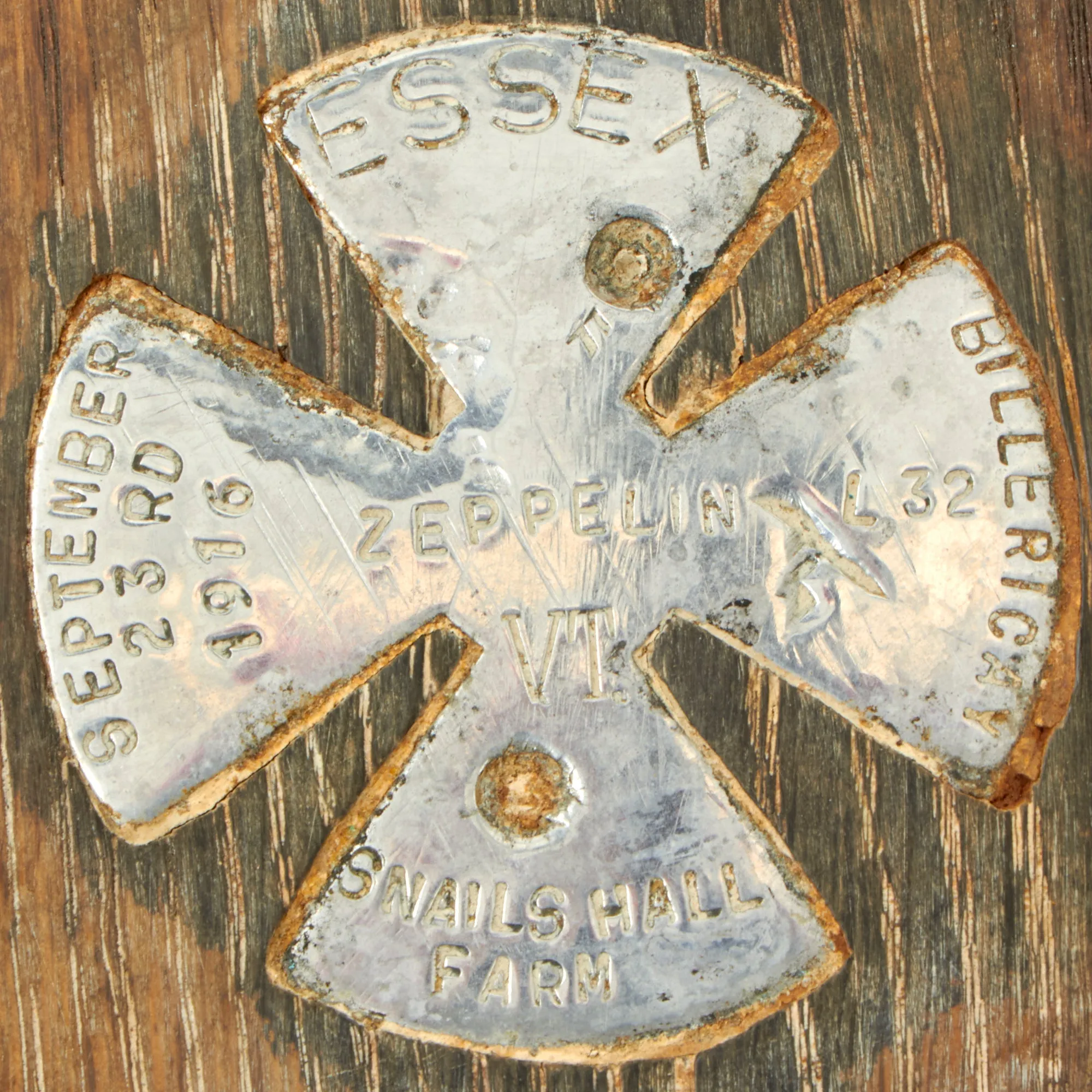 Original Imperial German WWI L-32 Zeppelin Mounted Souvenir Piece - Snails Hall Farm Billericay