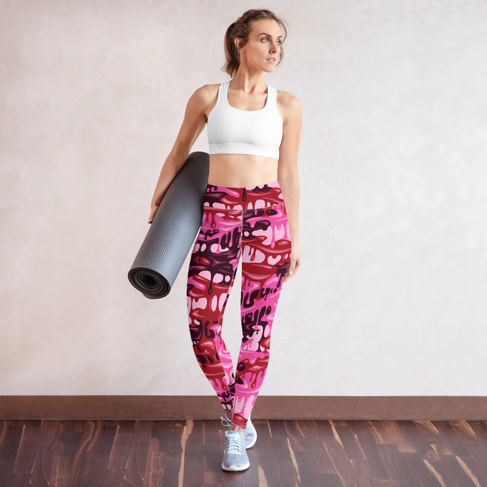 Pink Camouflage Drip High-Waisted Leggings