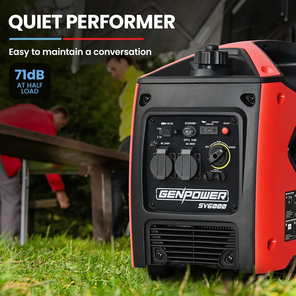 Quiet 3.5kW Portable Inverter Generator, Pure Sine Wave, Genpower