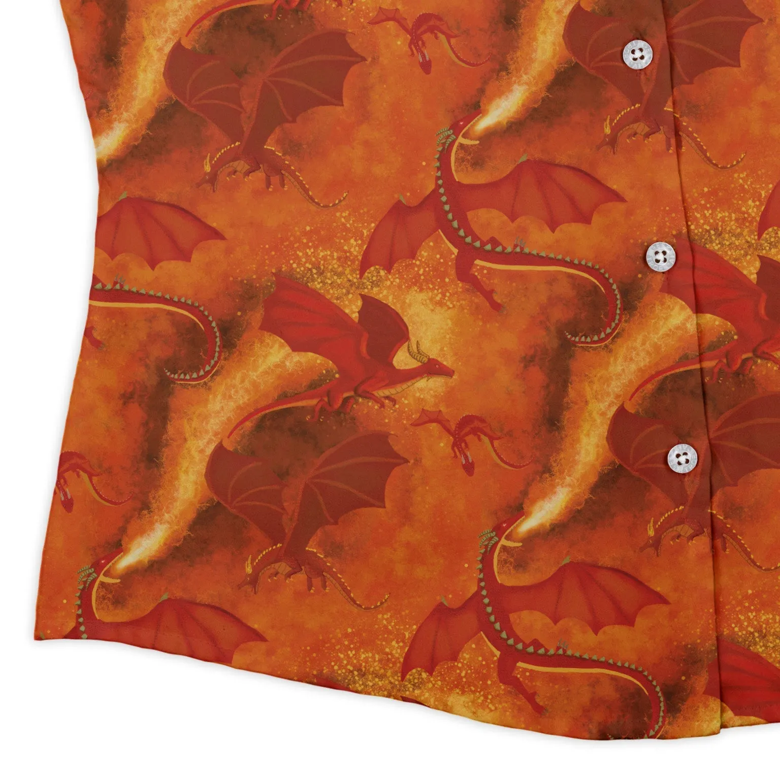 Red Dragon Fire Dnd Curvy Button Up Shirt