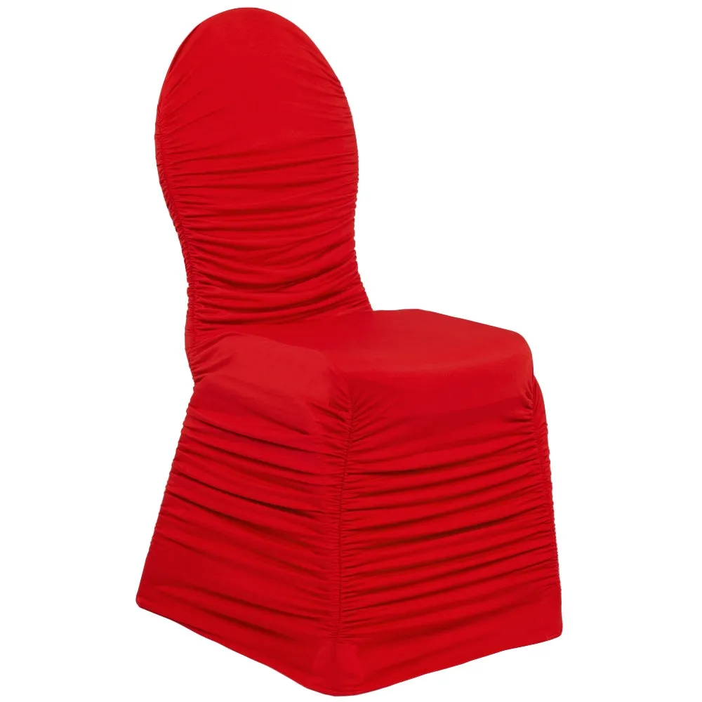 Ruched Fashion Spandex Banquet Chair Cover - Red