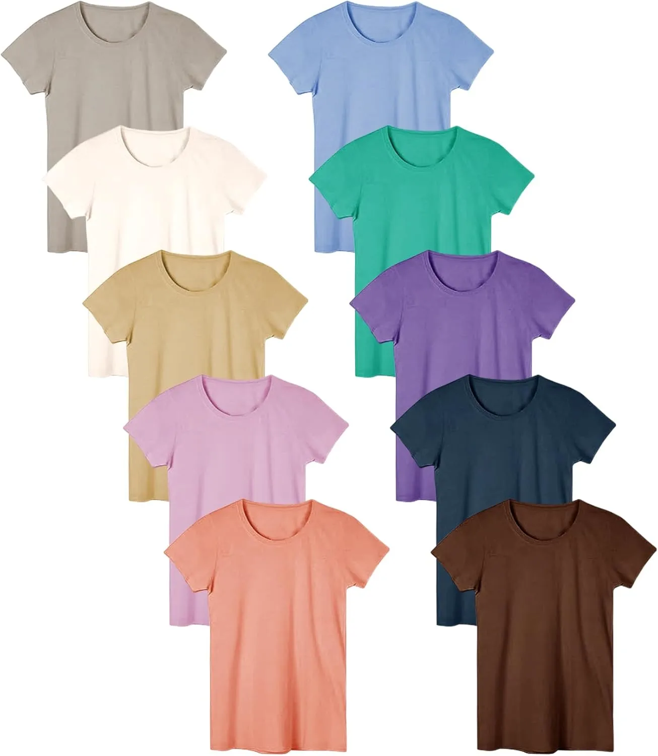 Sexy Basics Women's Cotton Stretch Color T Shirts | Casual & Active Basic Tops | Multi Packs