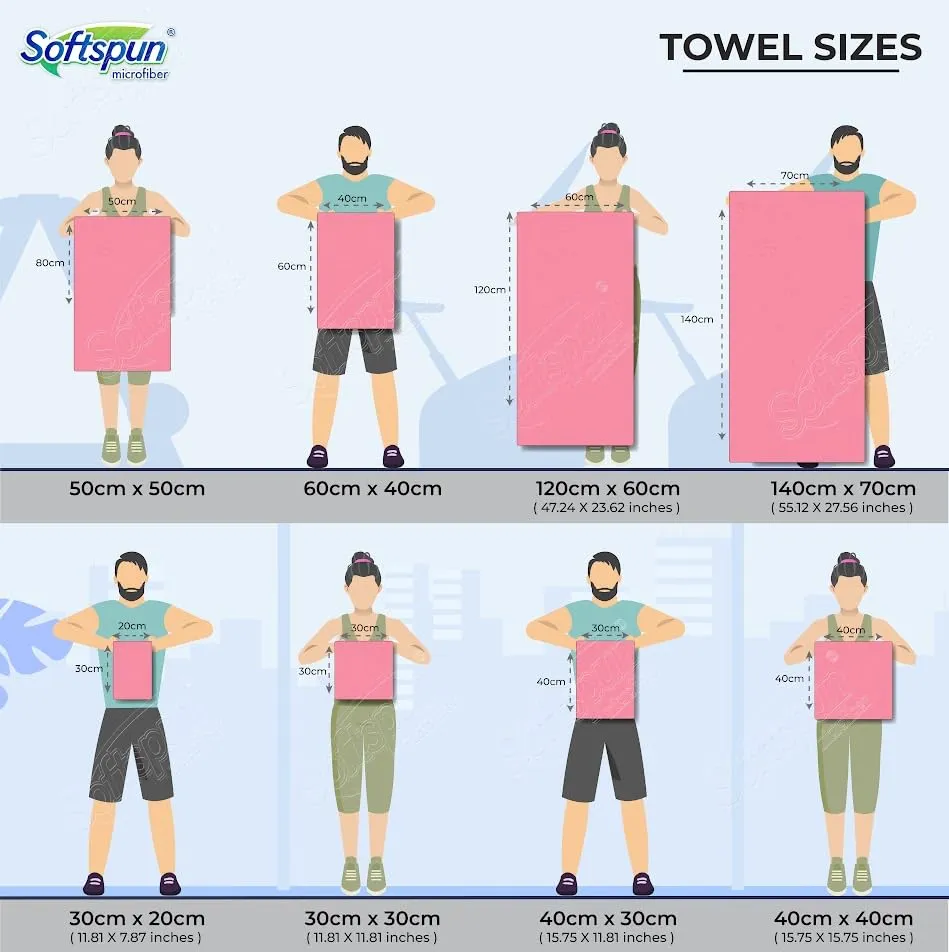 SOFTSPUN Microfiber Hair & Face Care Bath Towel 1 pc 70x140cm 340 GSM Grey Ultra Absorbent Super Soft & Comfortable Quick Drying for Men & Women Daily Use Pack of 1 Extra Large Size Unisex.