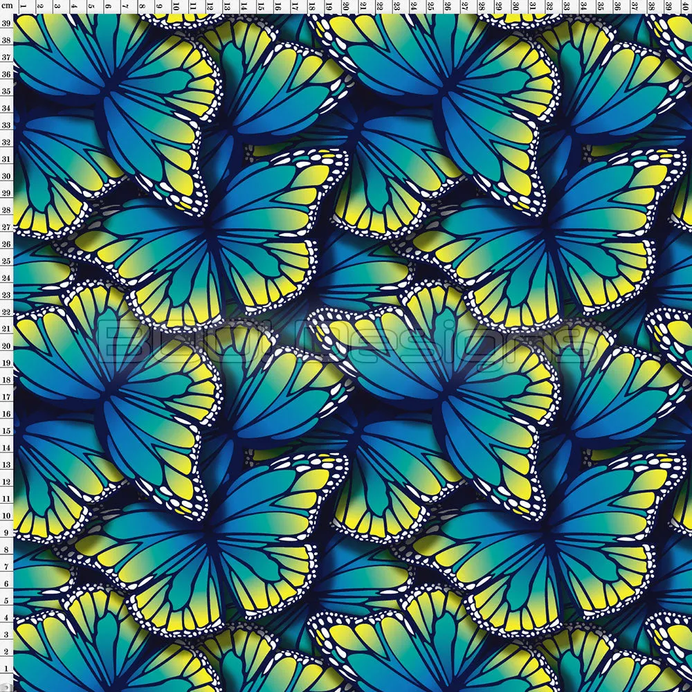 Spandex Butterflies Ocean - Glitter Stardust