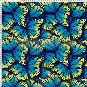 Spandex Butterflies Ocean - Glitter Stardust