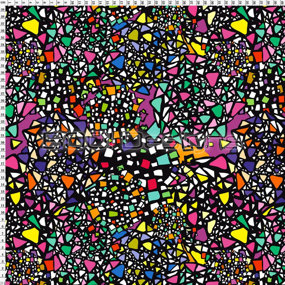 Spandex Rainbow Mosaic Black