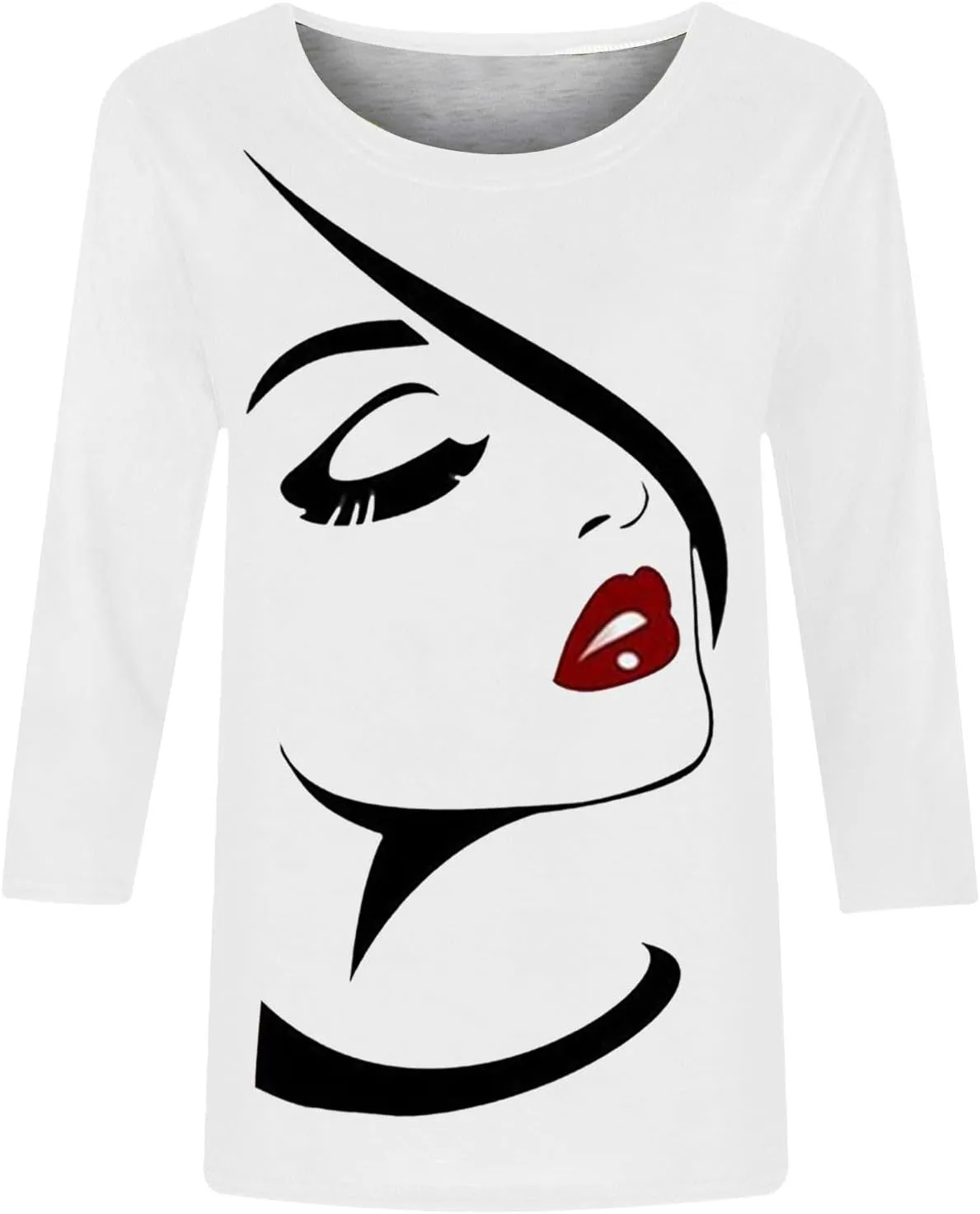 T Shirts for Women Summer Fall 3/4 Sleeve Boat Neck Loose Fit Long Tops T Shirt Women 2025 KQ