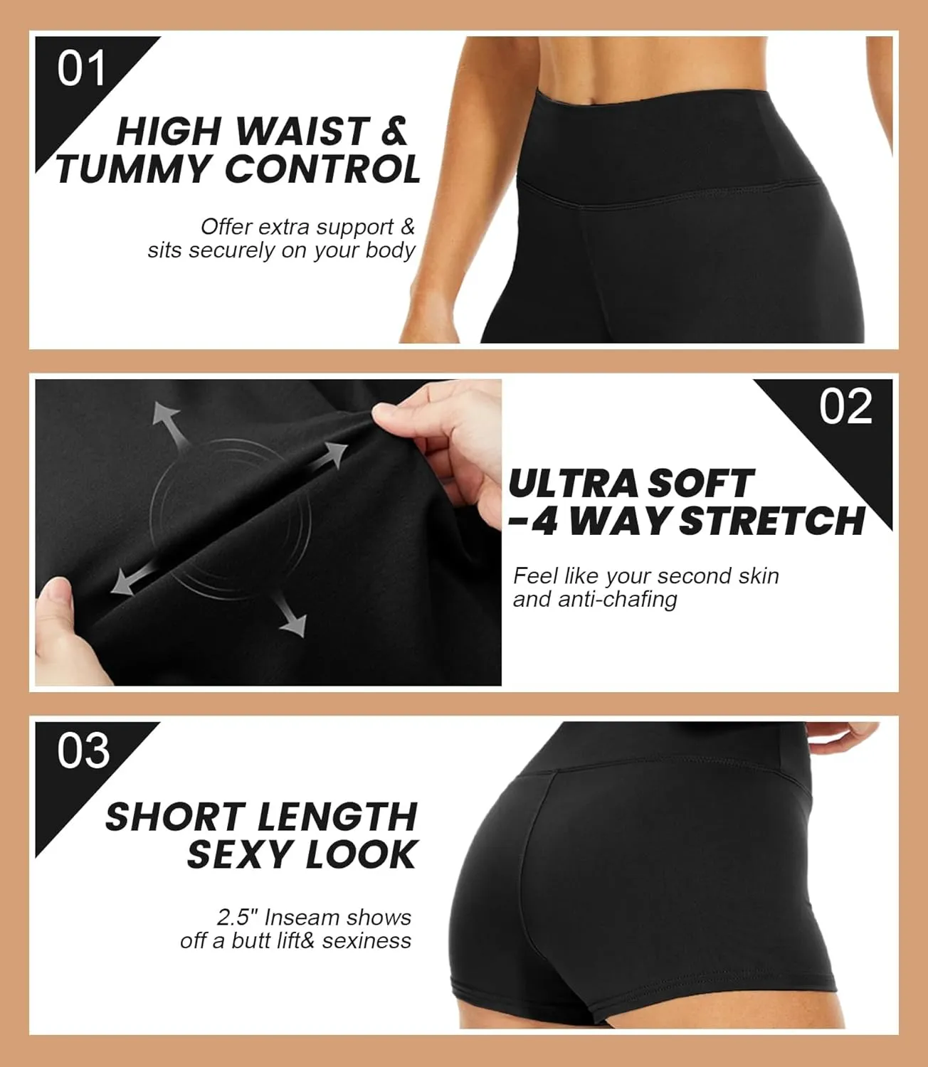 TNNZEET Biker Shorts Women - 8"/5"/3" High Waisted Tummy Control Workout Gym Spandex Booty Yoga Volleyball Shorts