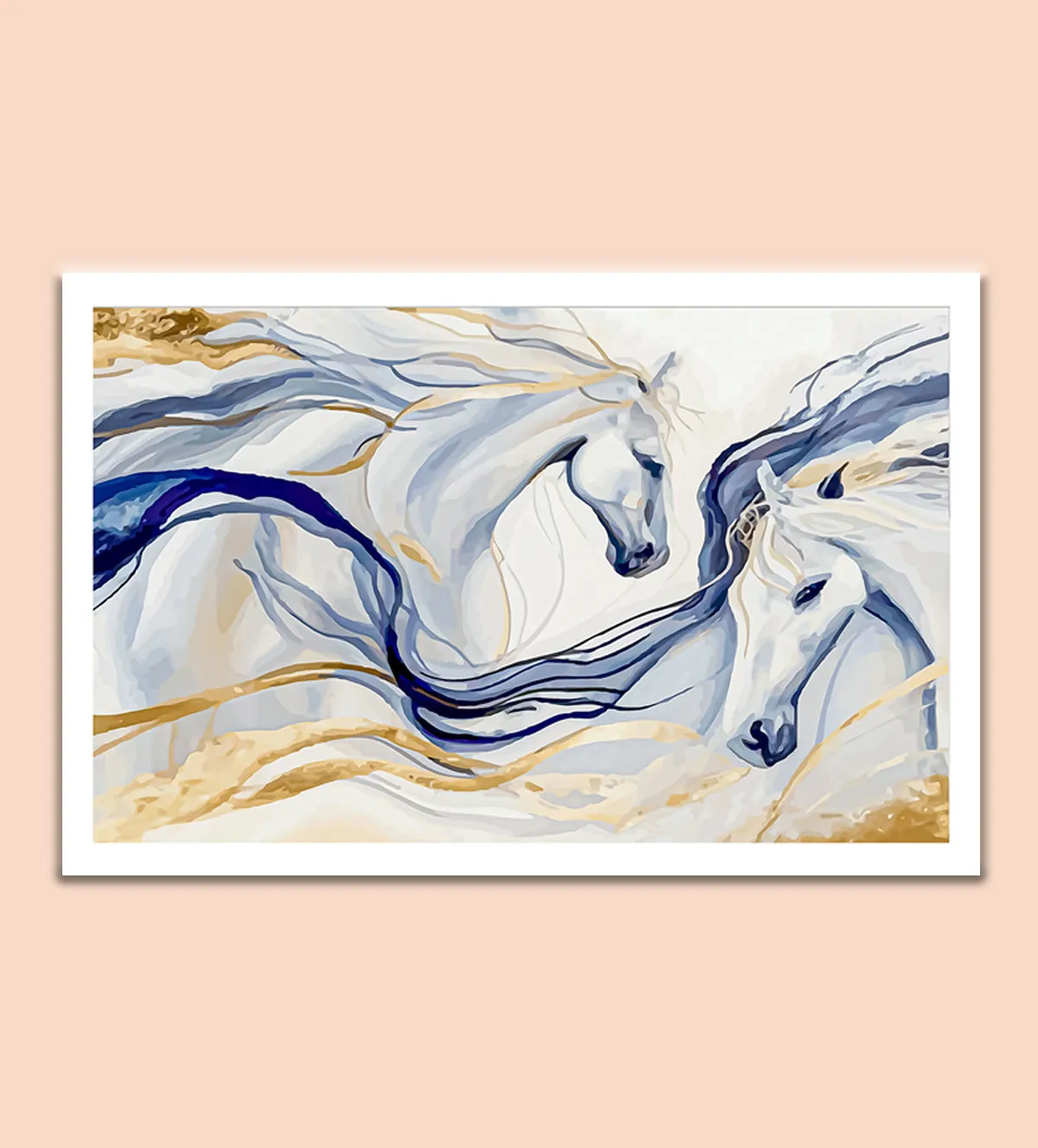 Two White Horses Running Side-by-Side