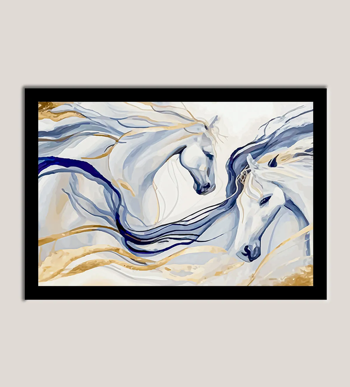 Two White Horses Running Side-by-Side