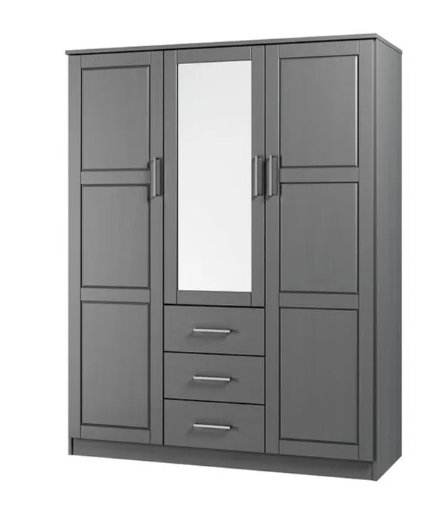 Wardrobe Armoire with Mirrored Door, (100% Solid Wood )