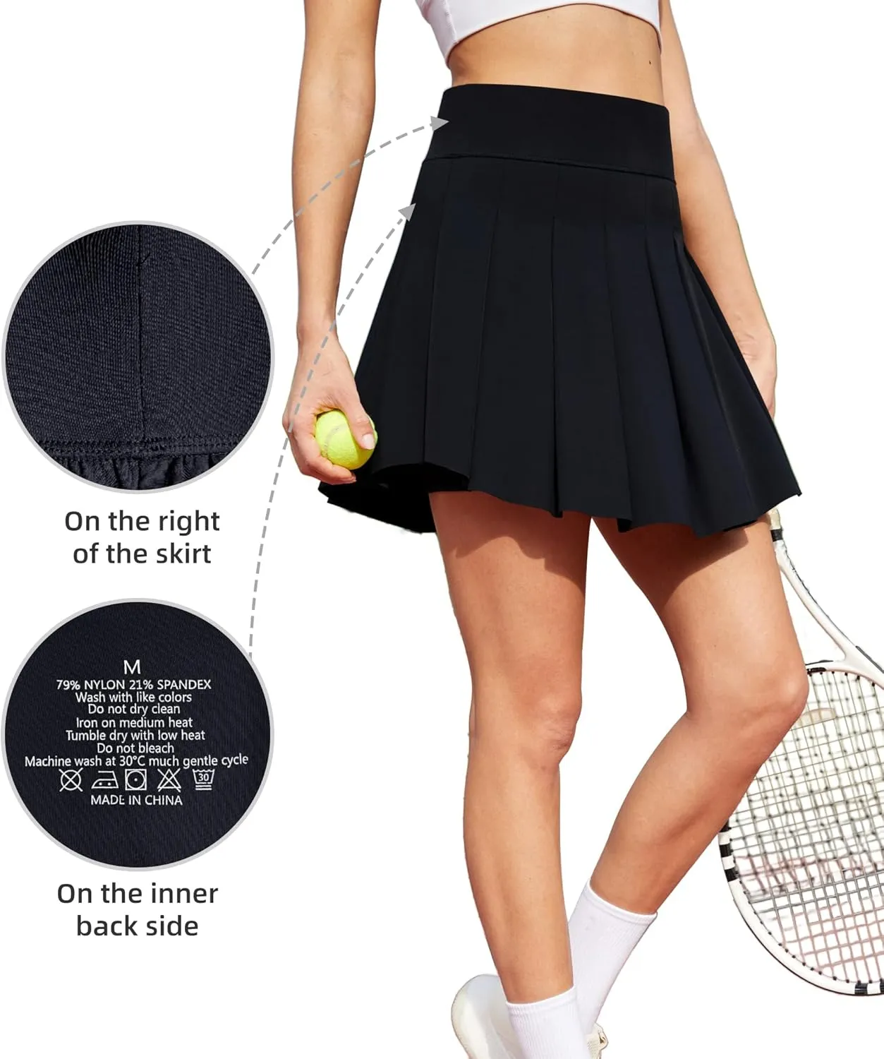Women's Pleated Tennis Skater Skirts with Inner Shorts Pockets Athletic Skort Sports Mini Skirt for Running Golf