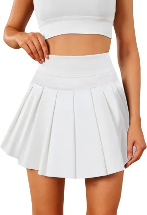 Women's Pleated Tennis Skater Skirts with Inner Shorts Pockets Athletic Skort Sports Mini Skirt for Running Golf