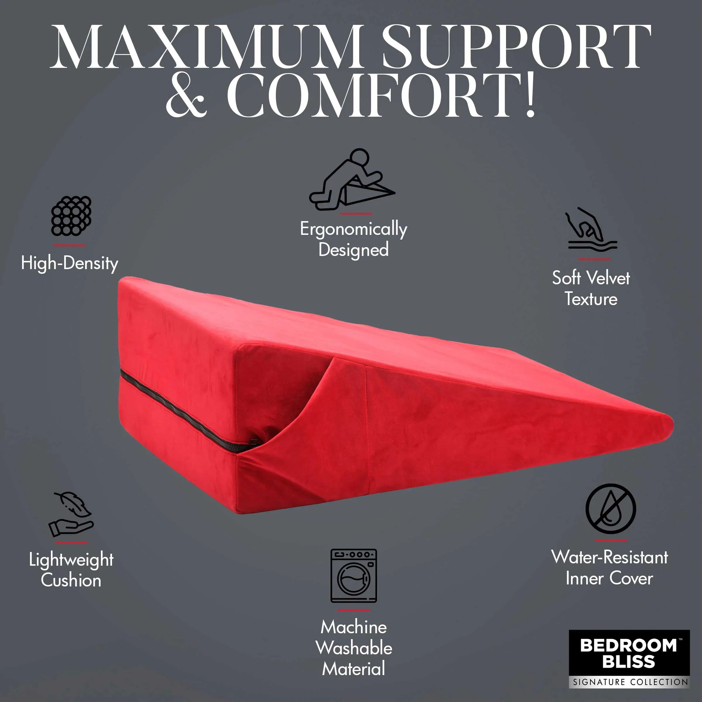 XL-Love Cushion Large Wedge Pillow - Red