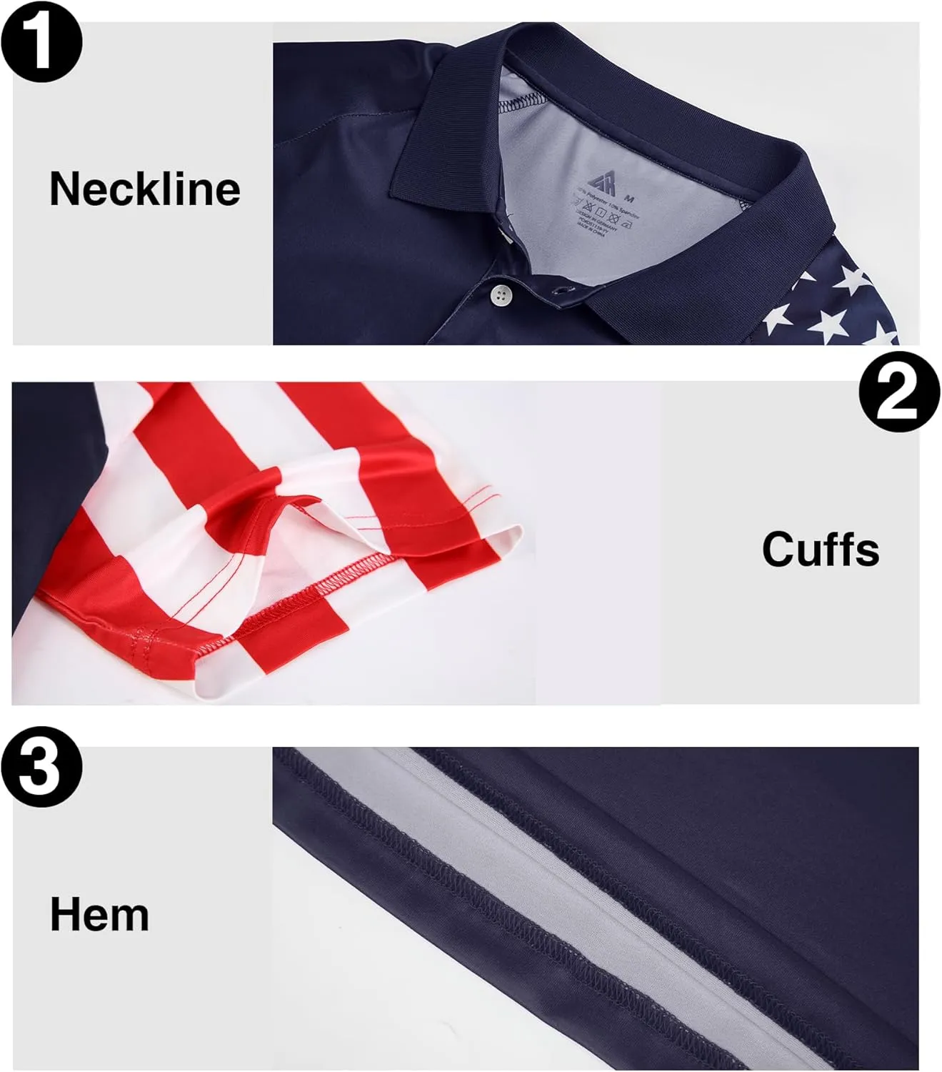 ZITY Men's Flag Golf Polo Shirts Short Sleeve Tactical Collared Shirt Men Outdoor Moisture Wicking Shirts